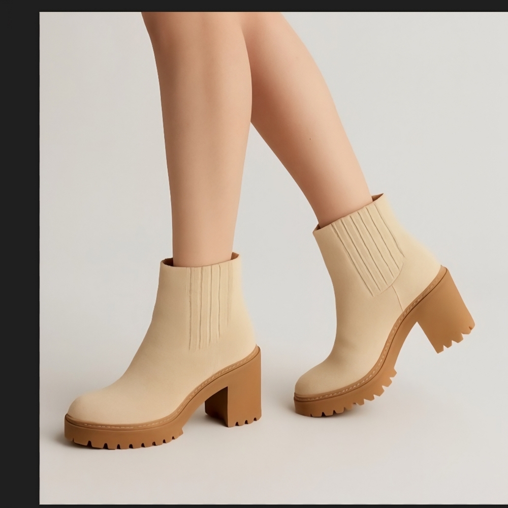 New Jeffrey Campbell Tuckee Lug Sole Platform Suede Boho Boots Sz 8.5 Sand